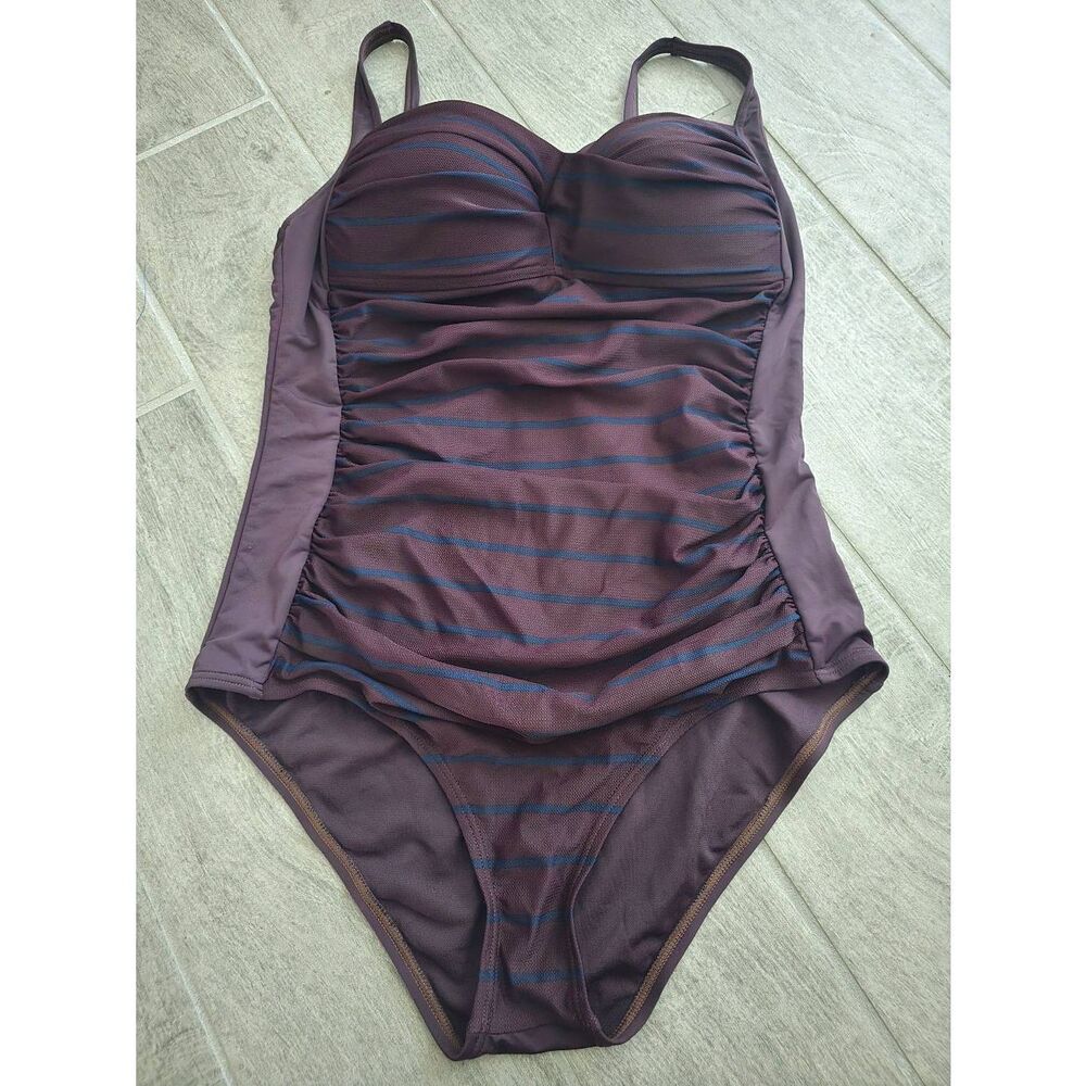 Women's Romenza Targo One Piece‎ Swimsuit Tummy Control Slimming Purple and Blue